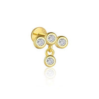 Round Crystal Tassel Sterling Silver Earring (Single)