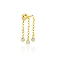 Round Crystal Tassel Sterling Silver Earring (Single)