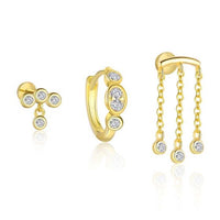 Round Crystal Tassel Sterling Silver Earring (Single)