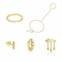 Golden Beads Tassel 925 Sterling Silver Set