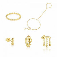 Golden Beads Tassel 925 Sterling Silver Set