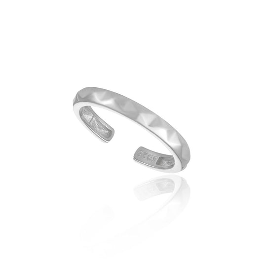 Rhombus Carved Adjustable 925 Sterling Silver Ring