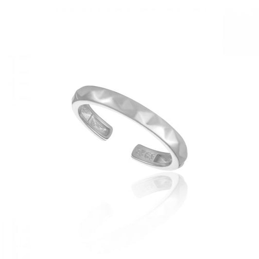 Rhombus Carved Adjustable 925 Sterling Silver Ring