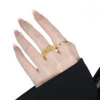 Rhombus Carved Adjustable 925 Sterling Silver Ring