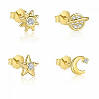 Celestial Crystal Gold Stud Earring (Single)