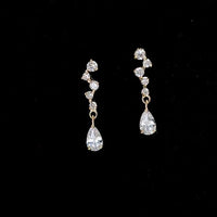 Crystal Waterdrop Sterling Silver Dangling Earrings
