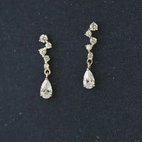 Crystal Waterdrop Sterling Silver Dangling Earrings