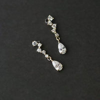 Crystal Waterdrop Sterling Silver Dangling Earrings