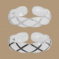 Elegant Quilting Wave 925 Sterling Silver Adjustable Ring