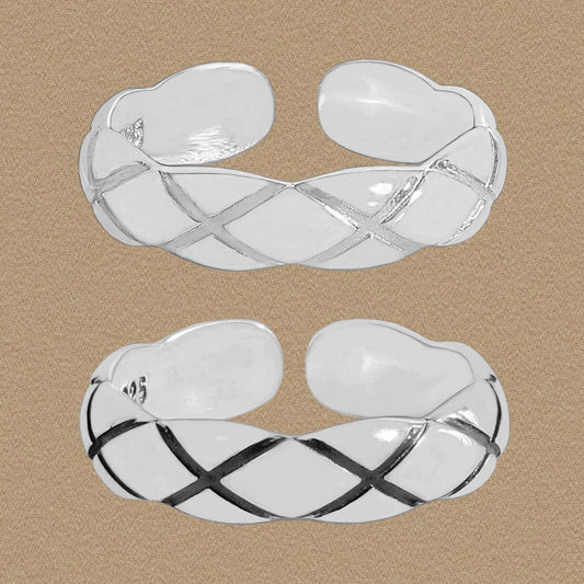 Elegant Quilting Wave 925 Sterling Silver Adjustable Ring