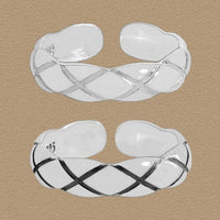 Elegant Quilting Wave 925 Sterling Silver Adjustable Ring