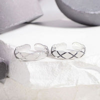 Elegant Quilting Wave 925 Sterling Silver Adjustable Ring
