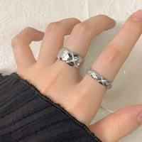 Elegant Quilting Wave 925 Sterling Silver Adjustable Ring