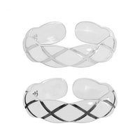 Elegant Quilting Wave 925 Sterling Silver Adjustable Ring