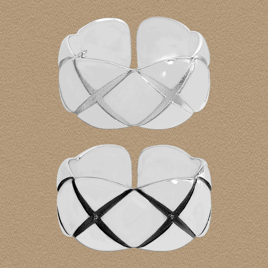 Quilted Wide Adjustable Ring in 925 Sterling Silver