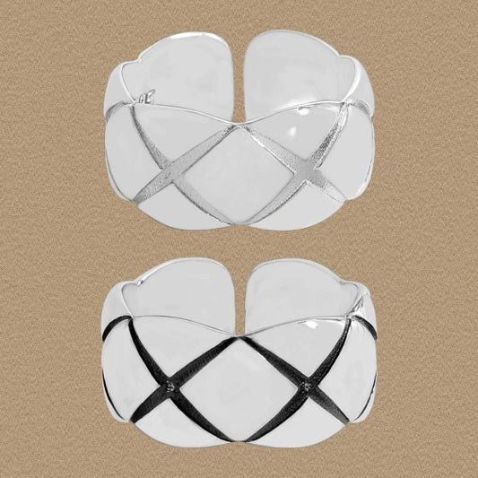 Quilted Wide Adjustable Ring in 925 Sterling Silver
