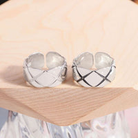 Quilted Wide Adjustable Ring in 925 Sterling Silver