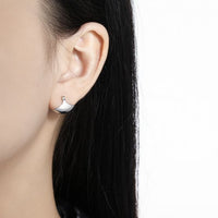 Modern Arc 925 Sterling Silver Hoop Earrings