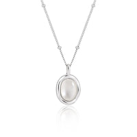 Oval White Shell Necklace in 925 Sterling Silver