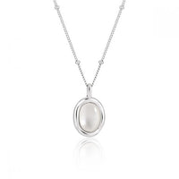 Oval White Shell Necklace in 925 Sterling Silver