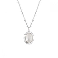 Oval White Shell Necklace in 925 Sterling Silver