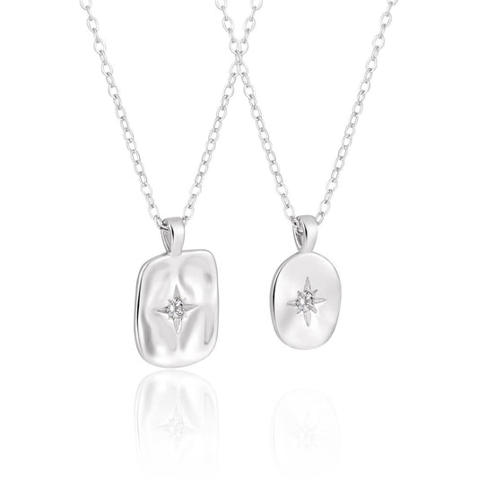 CZ Star Geometry Necklace in 925 Sterling Silver