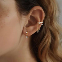 Yellow Gold Crystal Tassel 925 Sterling Silver Earrings
