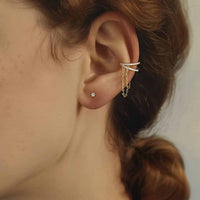 Yellow Gold Crystal Tassel 925 Sterling Silver Earrings