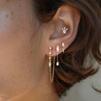 Modern Geometric Baguette Crystal Sterling Silver Drop Earrings