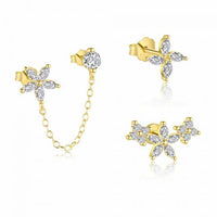 Cubic Zirconia Flower Windmill Stud Earrings