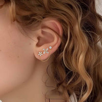 Cubic Zirconia Flower Windmill Stud Earrings