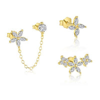 Cubic Zirconia Flower Windmill Stud Earrings