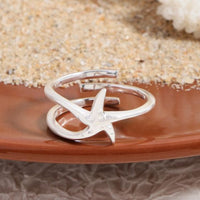 Starfish Adjustable Ring, 925 Sterling Silver