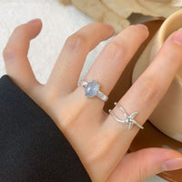 Oval Natural Aquamarine Adjustable Ring, 925 Sterling Silver