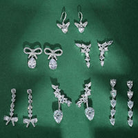 Crystal Butterfly Bow-Knot Sterling Silver Dangling Earrings