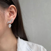 Crystal Butterfly Bow-Knot Sterling Silver Dangling Earrings