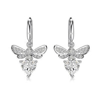Crystal Butterfly Bow-Knot Sterling Silver Dangling Earrings