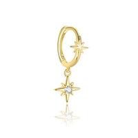 Graduation Shining Crystal Star Sterling Silver Stud and Hoop Earrings