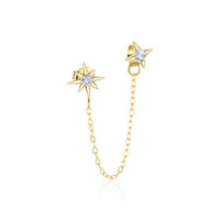 Graduation Shining Crystal Star Sterling Silver Stud and Hoop Earrings