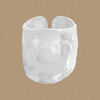 Irregular Wide Tin Foil Pattern Adjustable Sterling Silver Ring