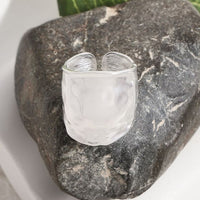 Irregular Wide Tin Foil Pattern Adjustable Sterling Silver Ring