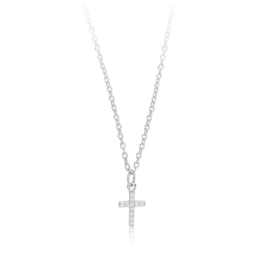 925 Sterling Silver Cubic Zirconia Cross Necklace