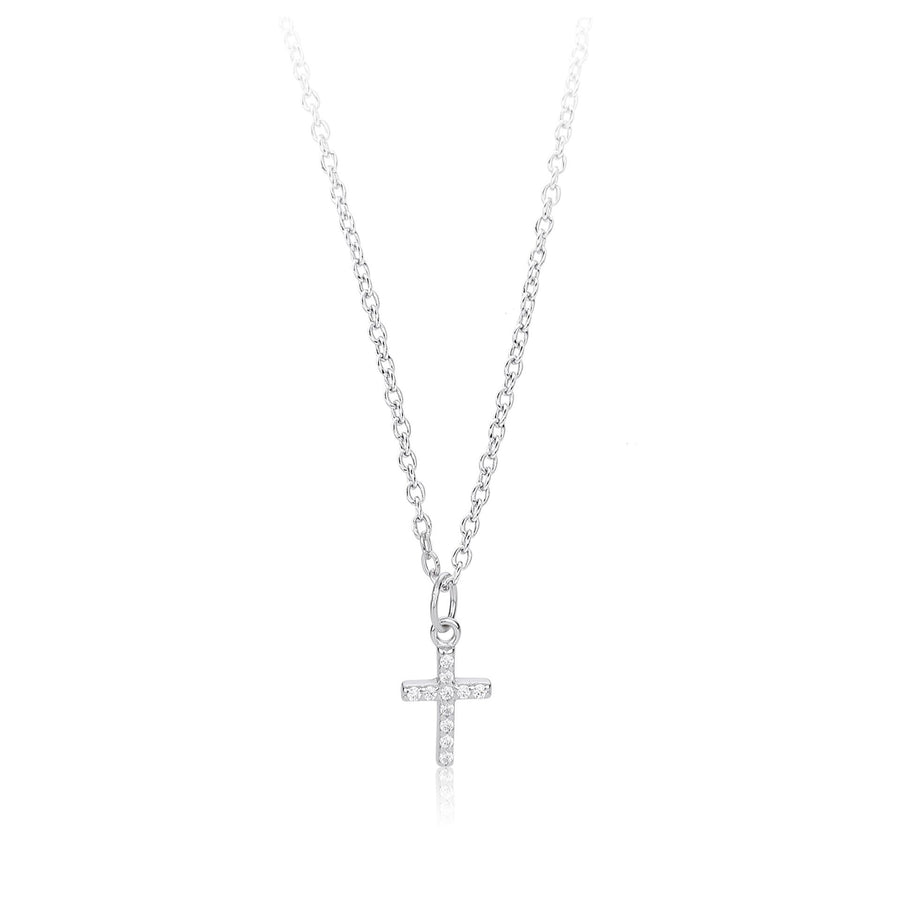925 Sterling Silver Cubic Zirconia Cross Necklace