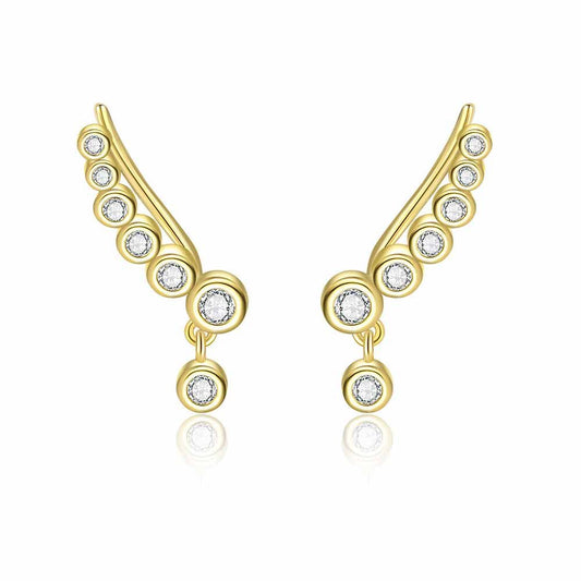Golden Round Climbing Stud Earrings