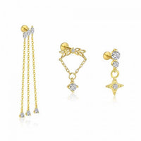 Golden Star Waterdrop Tassel Earrings in 925 Sterling Silver