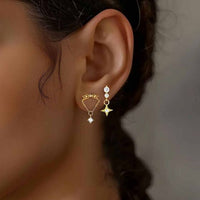 Golden Star Waterdrop Tassel Earrings in 925 Sterling Silver