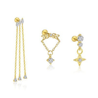 Golden Star Waterdrop Tassel Earrings in 925 Sterling Silver