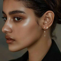 Golden Crystal Tree Branch Sterling Silver Earring Set