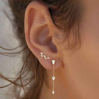 Golden Crystal Tree Branch Sterling Silver Earring Set