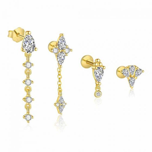 Holiday Geometry CZ Oval Rhombus Earrings